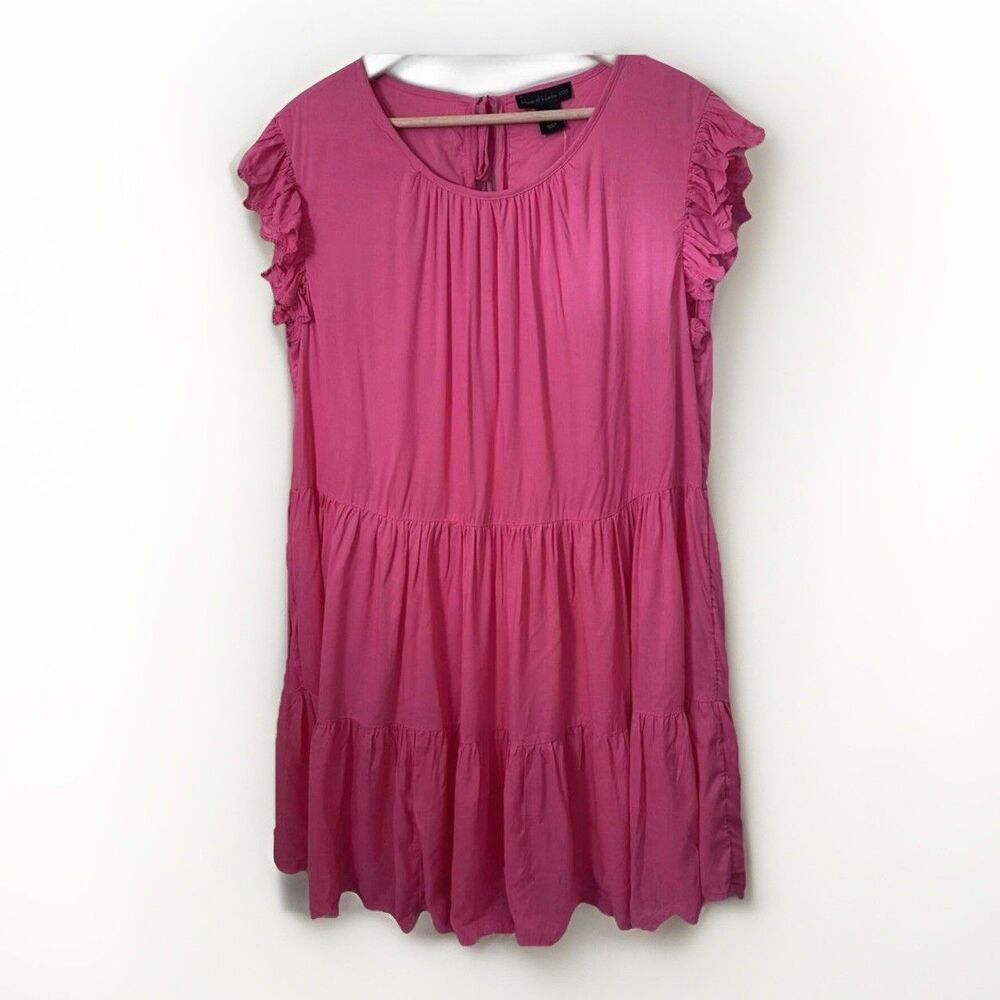 House of Harlow 1960 Dress M Pink Short Flutter Sleeve Babydoll Boho Prairie